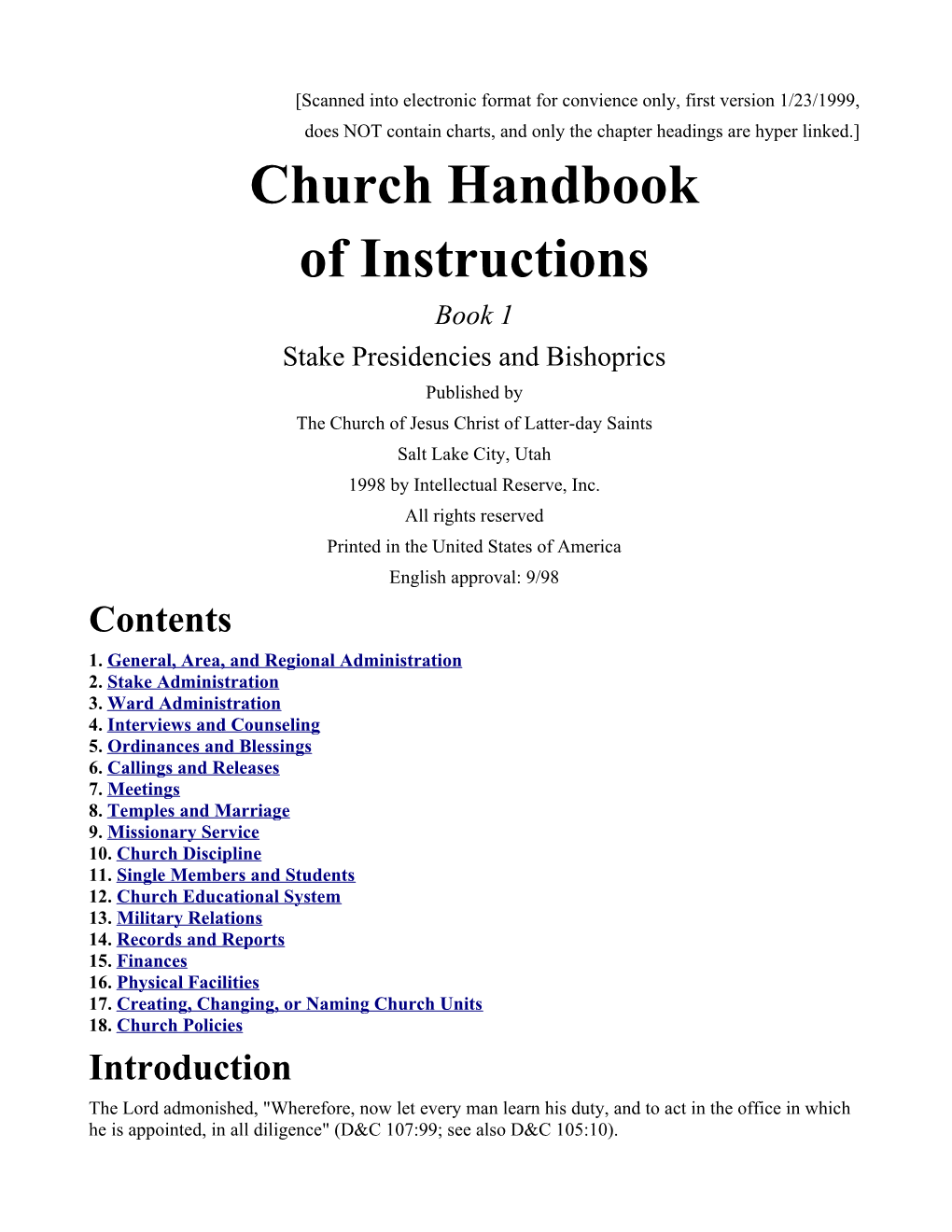Church Handbook of Instructions