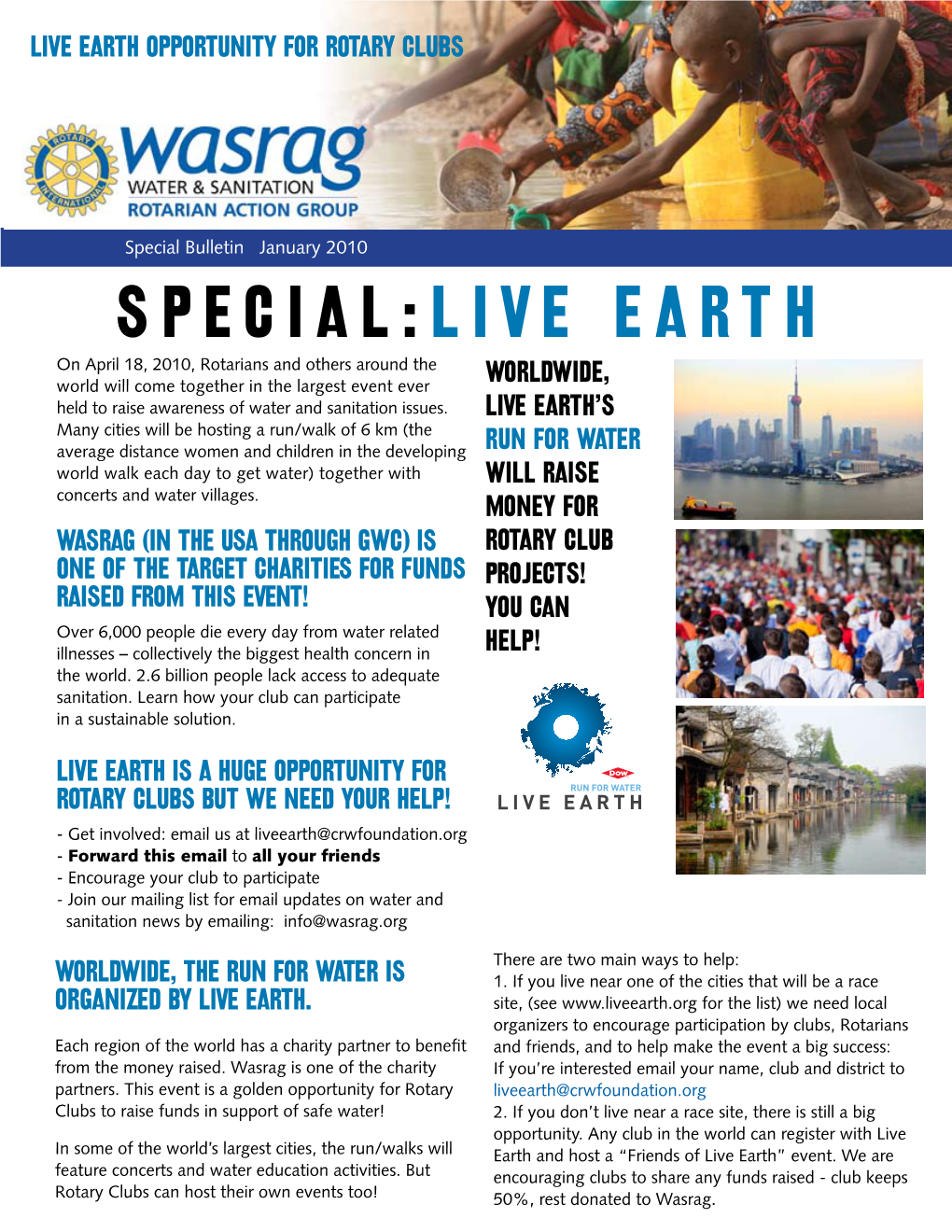 LIVE EARTH Opportunity for Rotary CLUBS