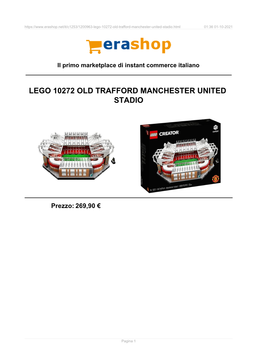 Lego 10272 Old Trafford Manchester United Stadio