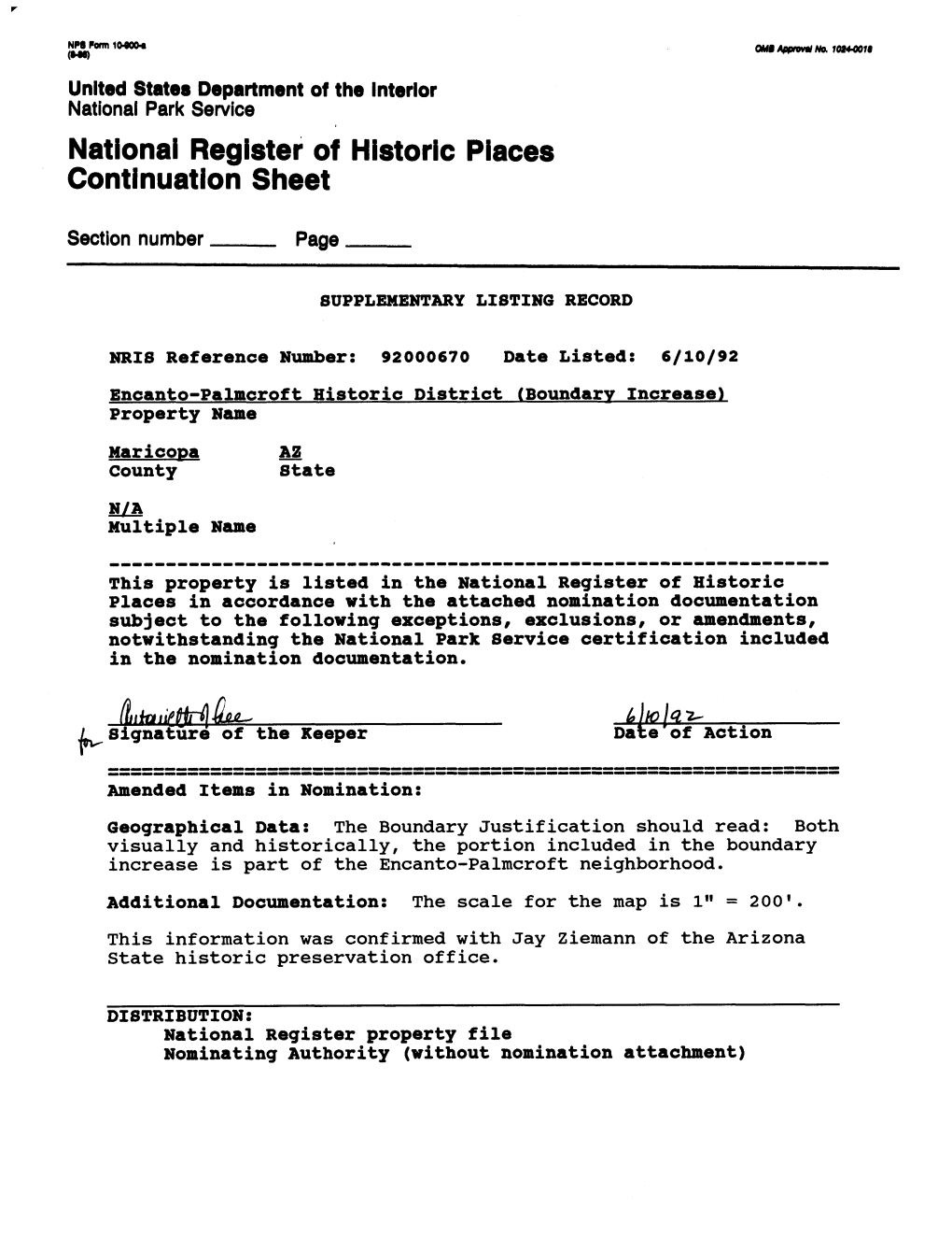 National Register of Historic Places Continuation Sheet