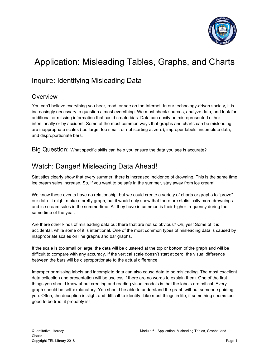 Application: Misleading Tables, Graphs, and Charts