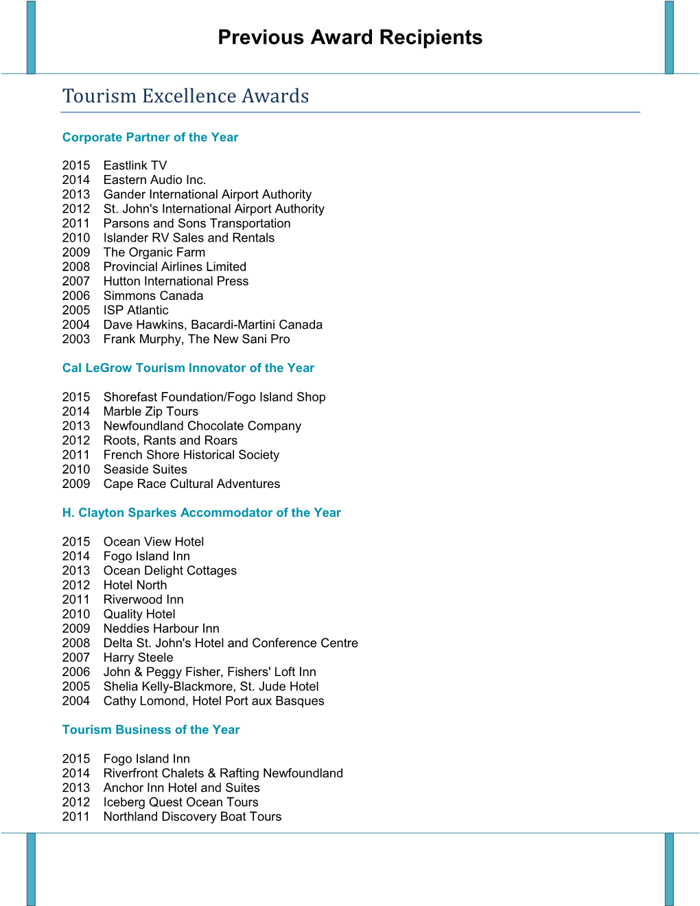 Previous Award Recipients