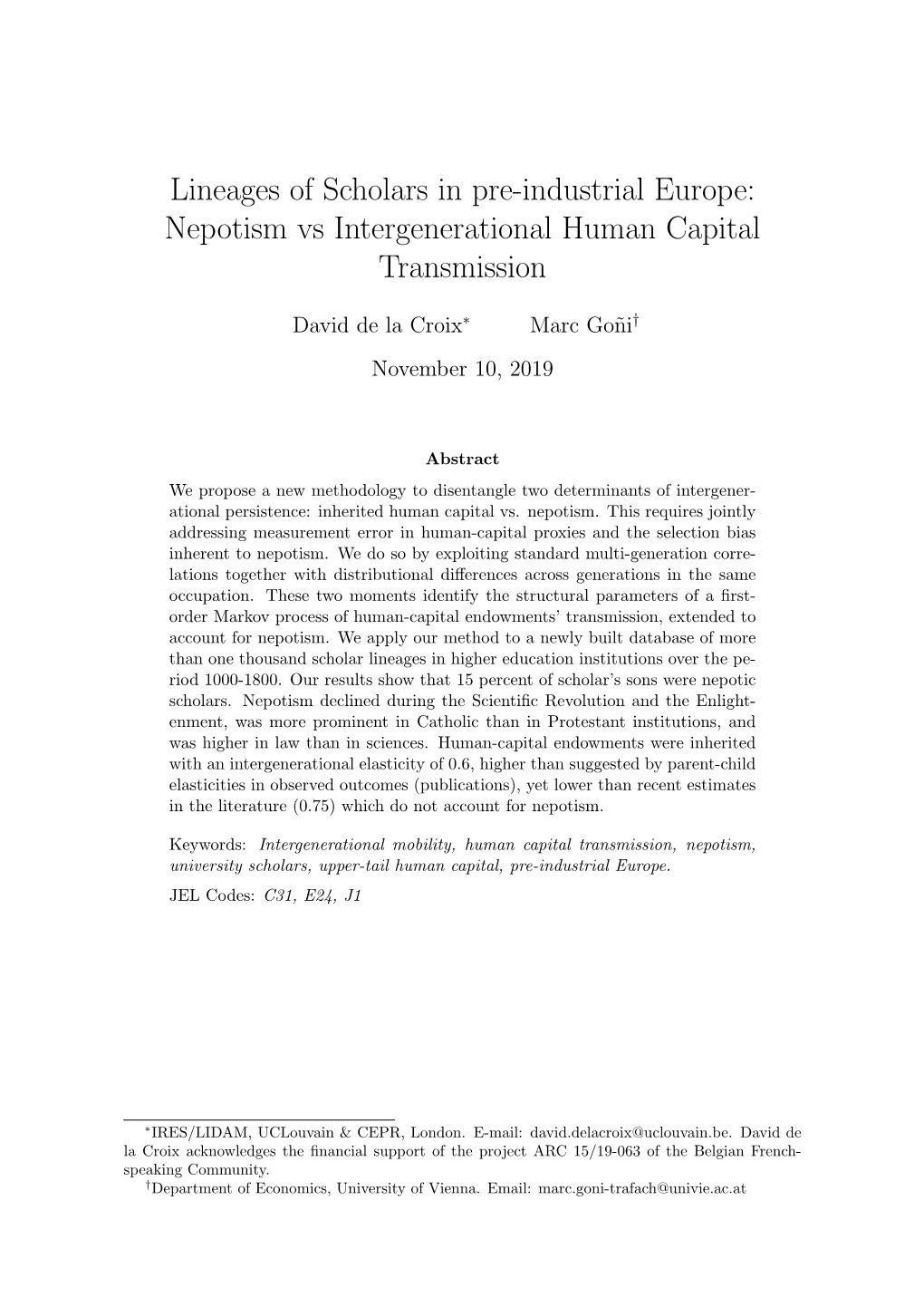 Nepotism Vs Intergenerational Human Capital Transmission