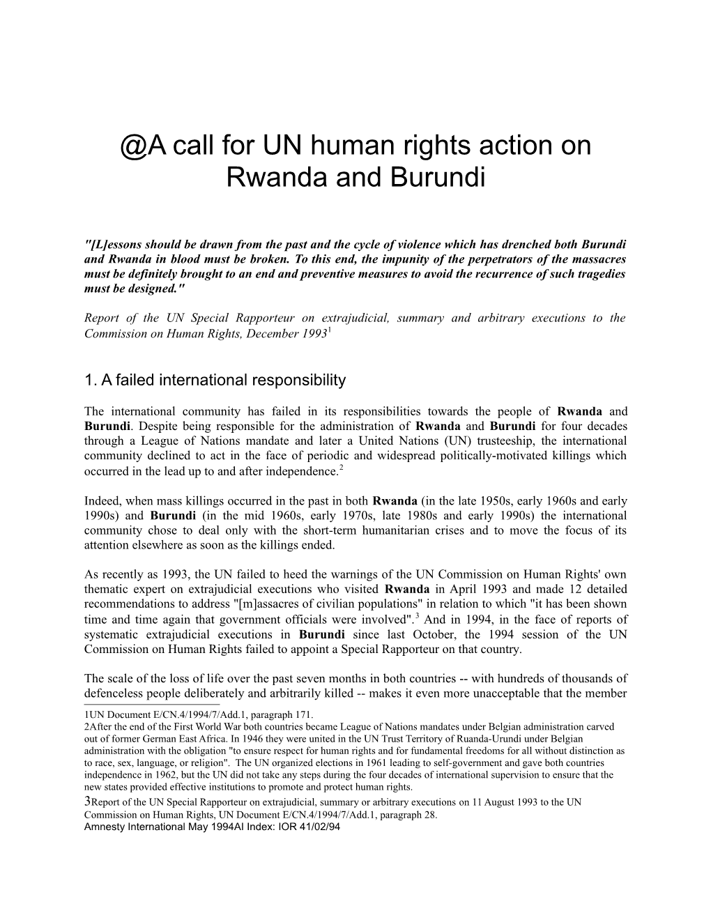 @A Call for UN Human Rights Action on Rwanda and Burundi