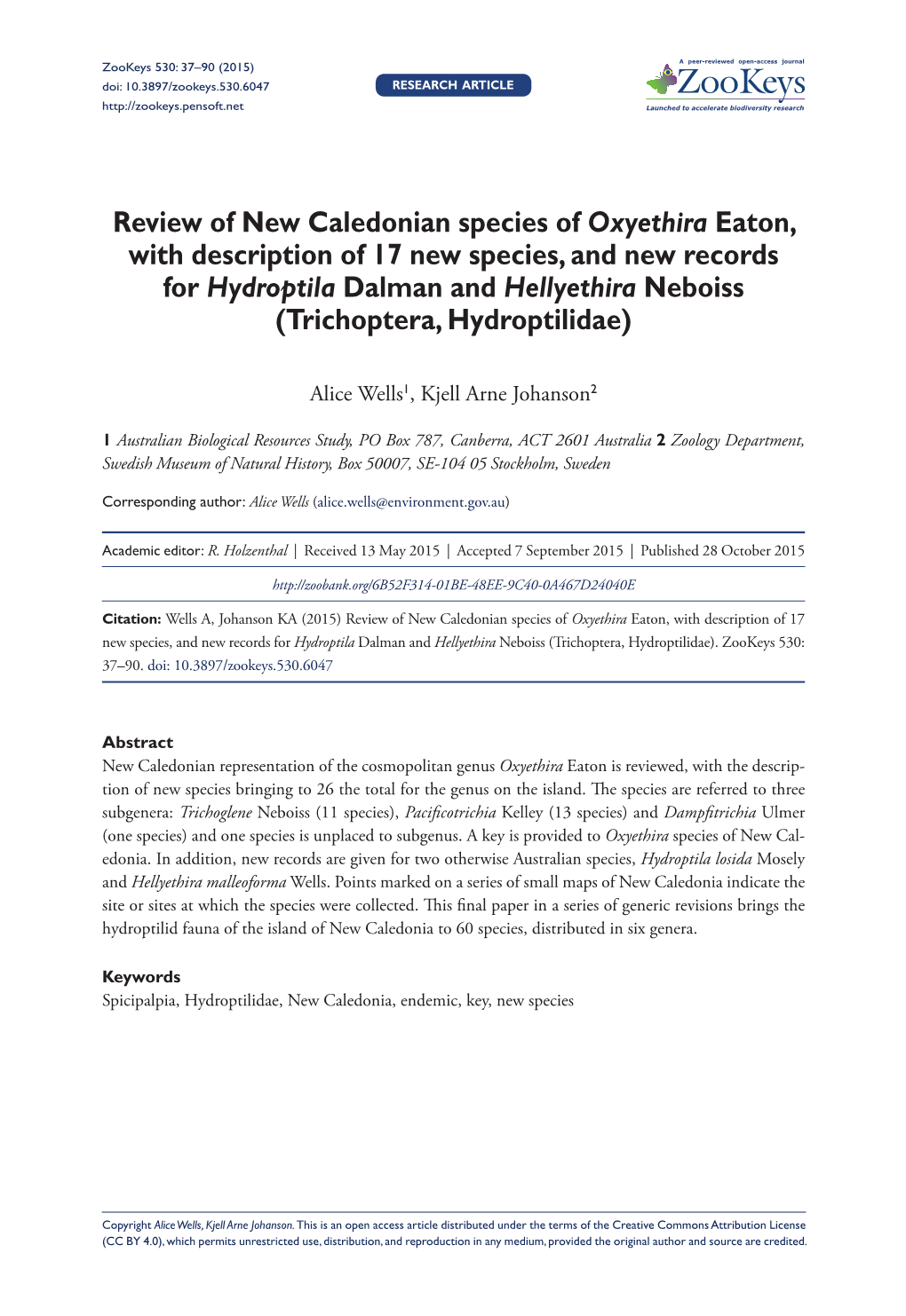 ﻿Review of New Caledonian Species of Oxyethira