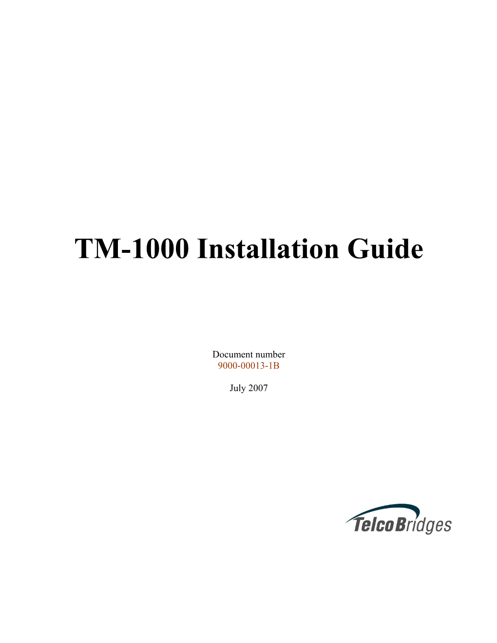 TM-1000 Installation Guide