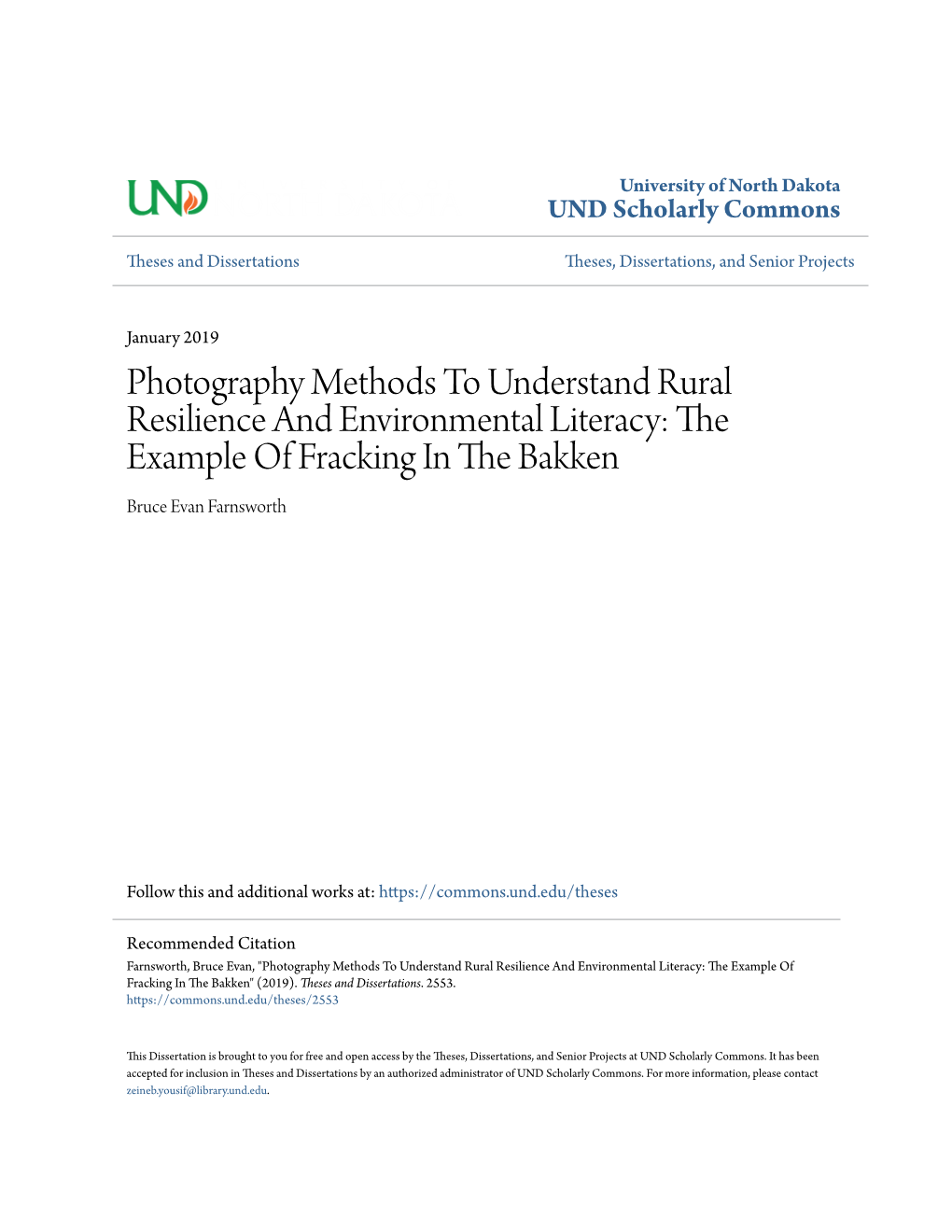 Photography Methods to Understand Rural Resilience and Environmental Literacy: the Example of Fracking in the Akb Ken Bruce Evan Farnsworth