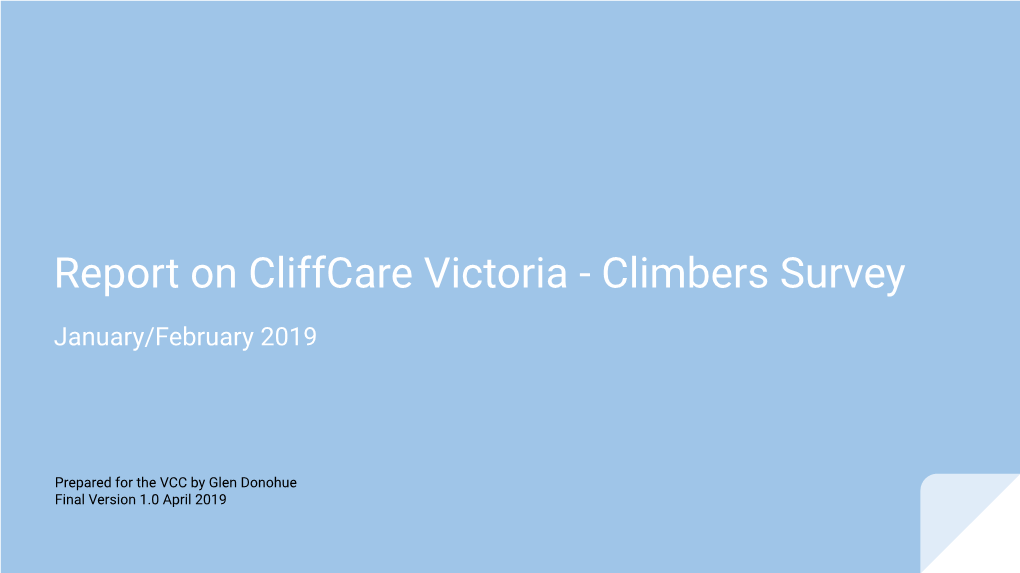 Report on Cliffcare Victoria - Climbers Survey