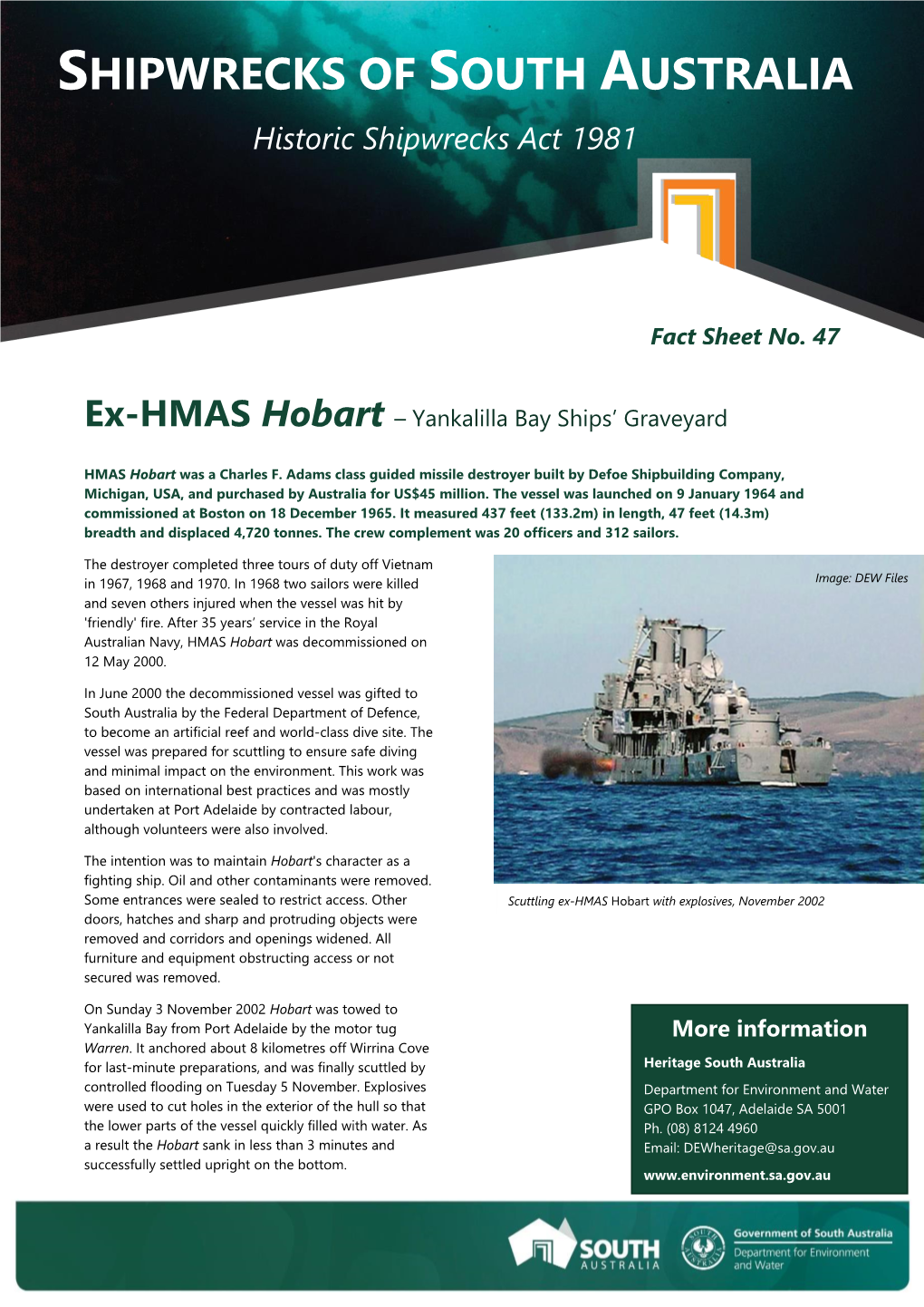 Ex-HMAS Hobart – Yankalilla Bay Ships’ Graveyard