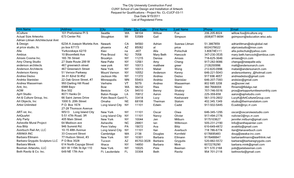 The City University Construction Fund CUNY School of Law Design and Installation of Artwork Request for Qualifications - Project No
