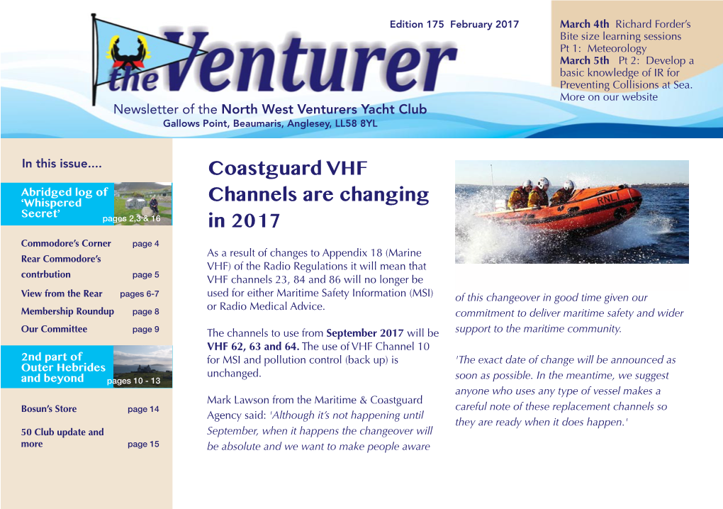 Coastguard VHF Channels Are Changing in 2017