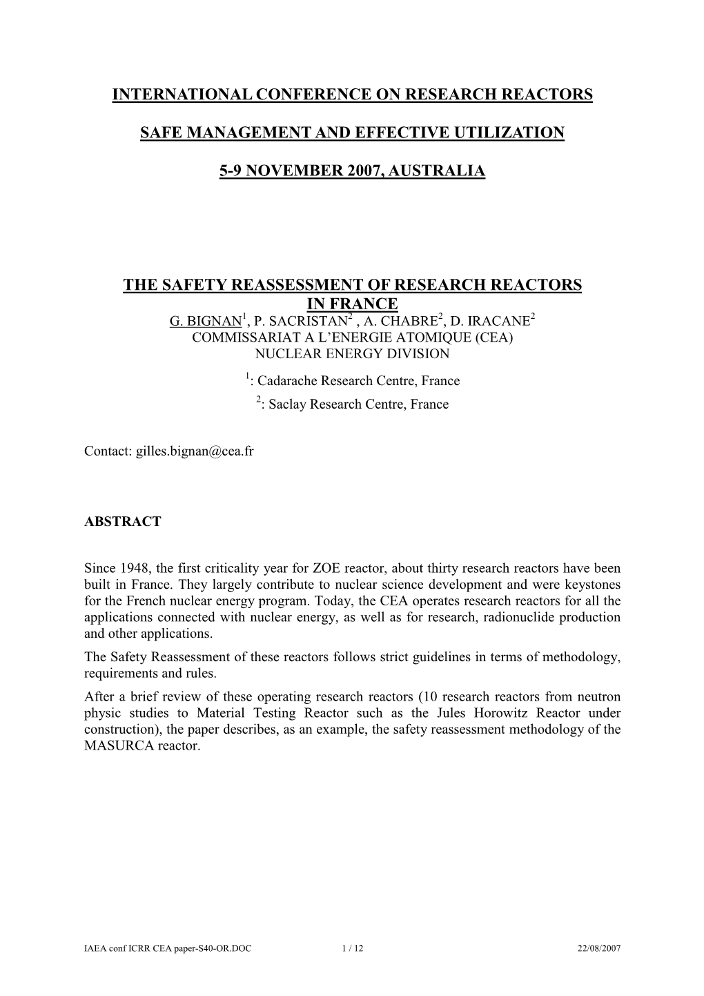 IAEA Conf ICRR CEA Paper-S40-OR