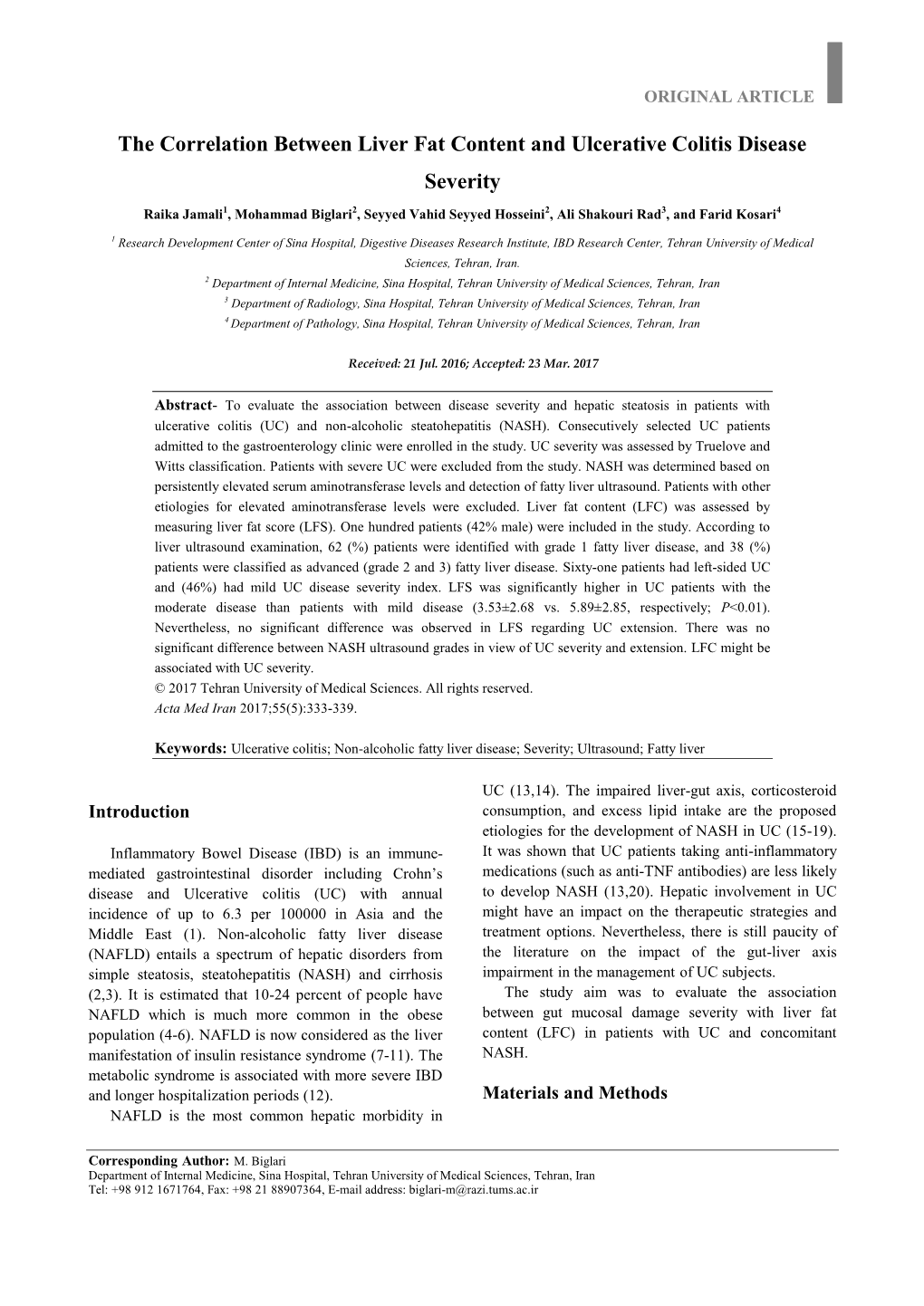 The Correlation Between Liver Fat Content and Ulcerative Colitis Disease Severity