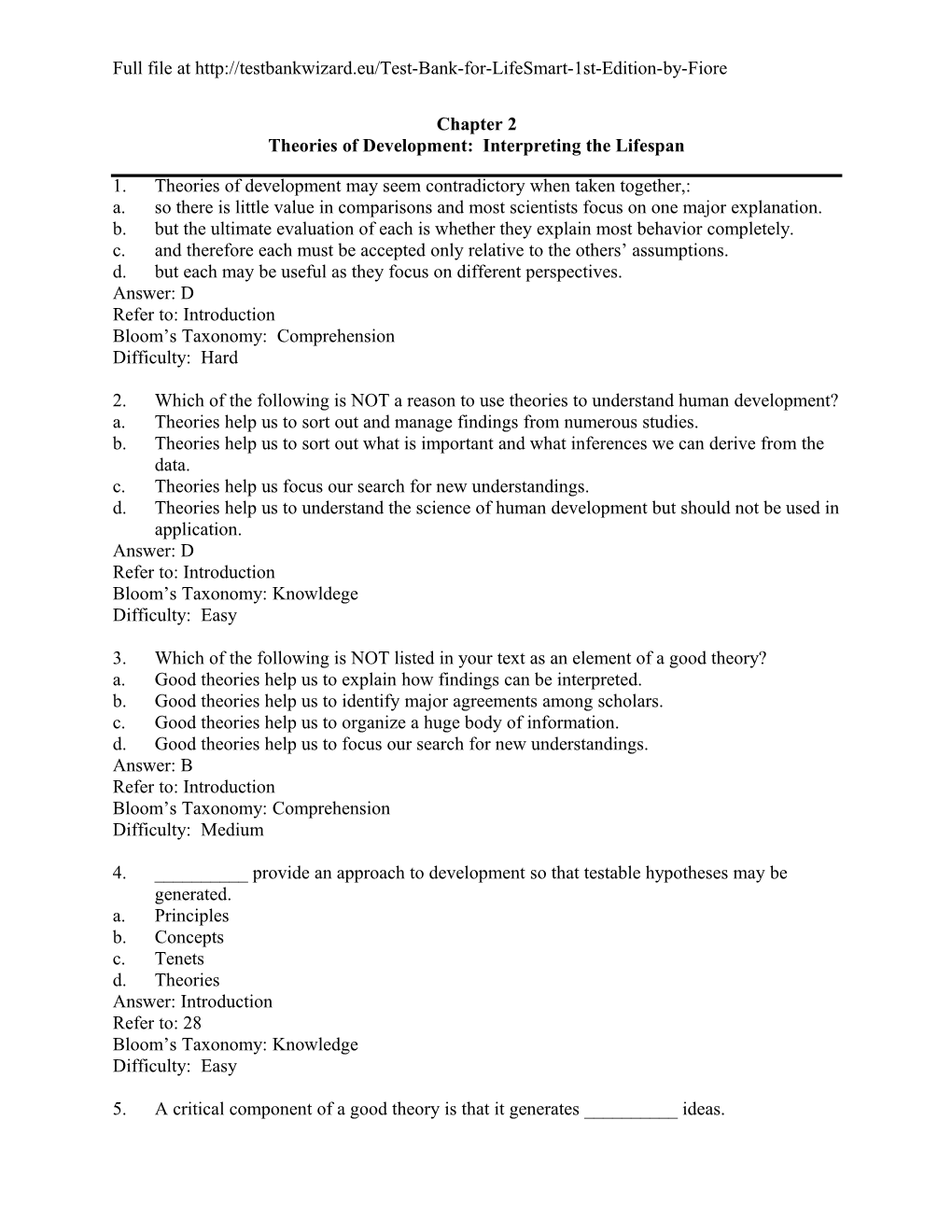 Chapter 2 Theories of Development: Interpreting the Lifespan______