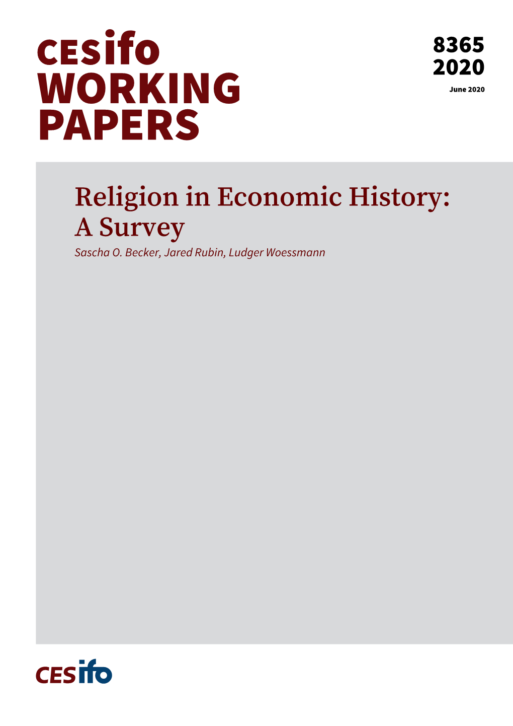 Religion in Economic History: a Survey Sascha O