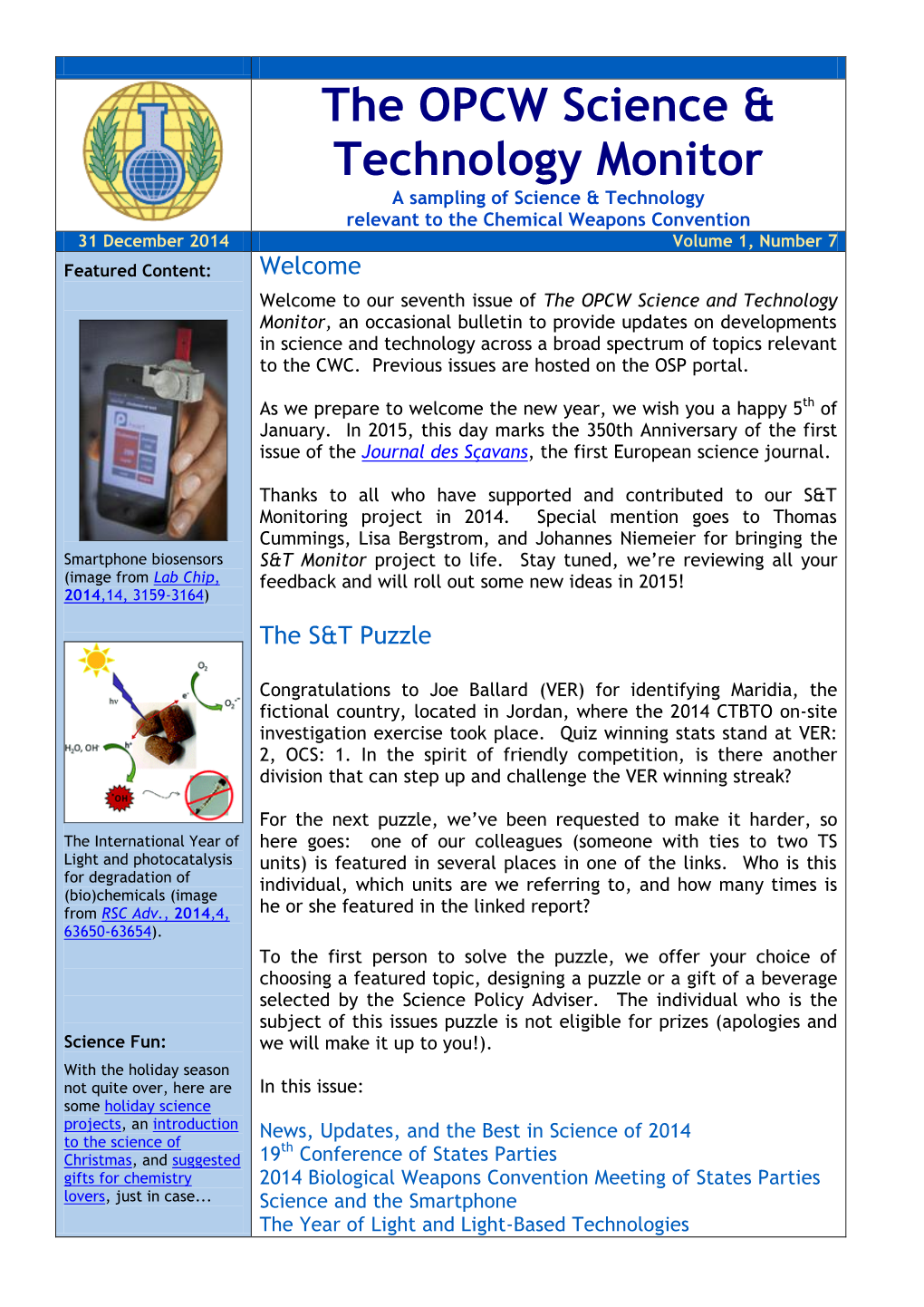 The OPCW Science & Technology Monitor