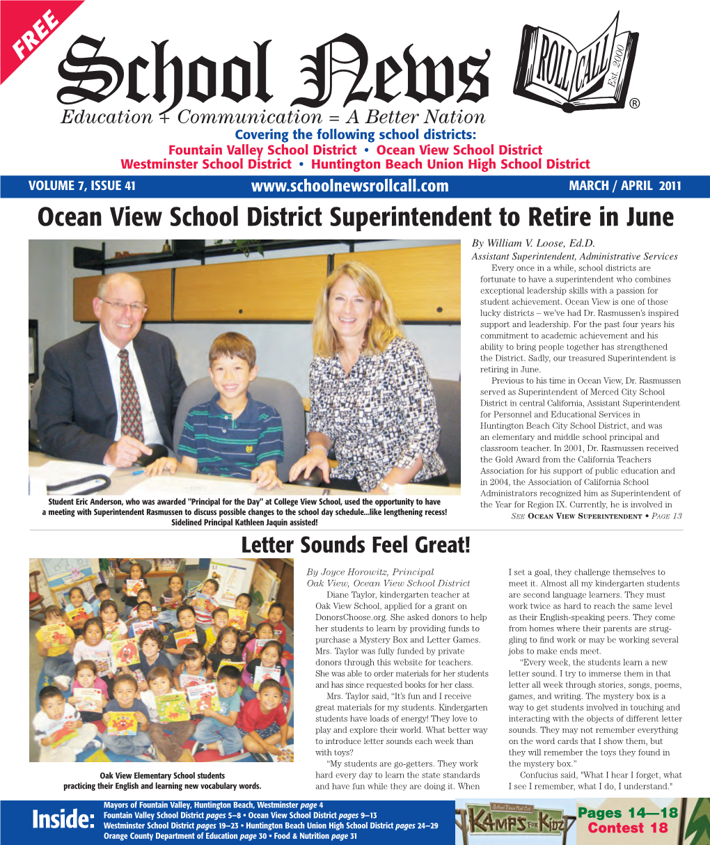 Ocean View School District Superintendent to Retire in June by William V