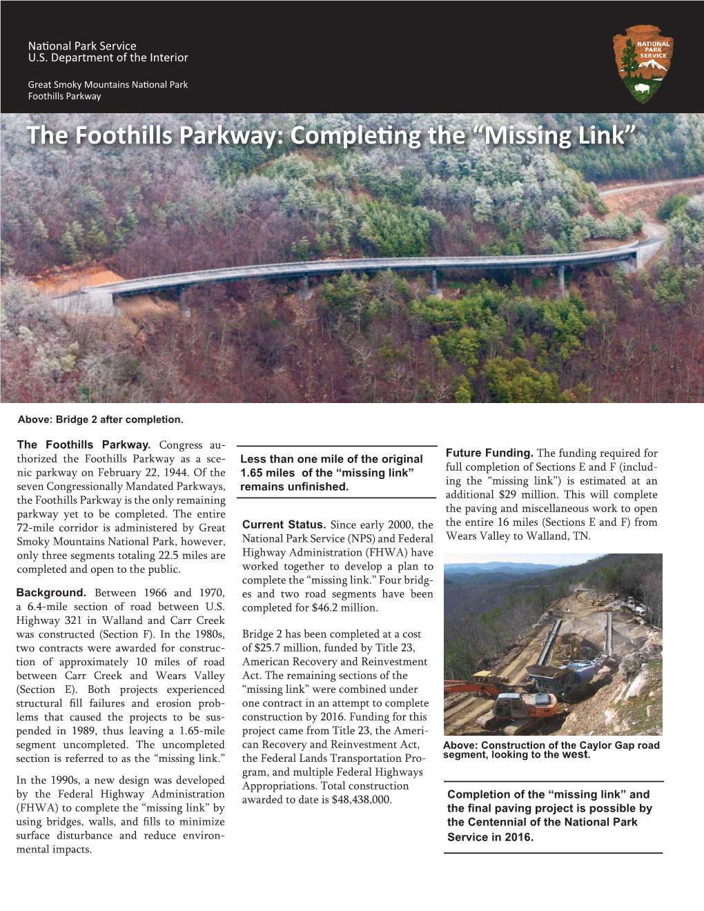 The Foothills Parkway: Compleɵ Ng the “Missing Link”