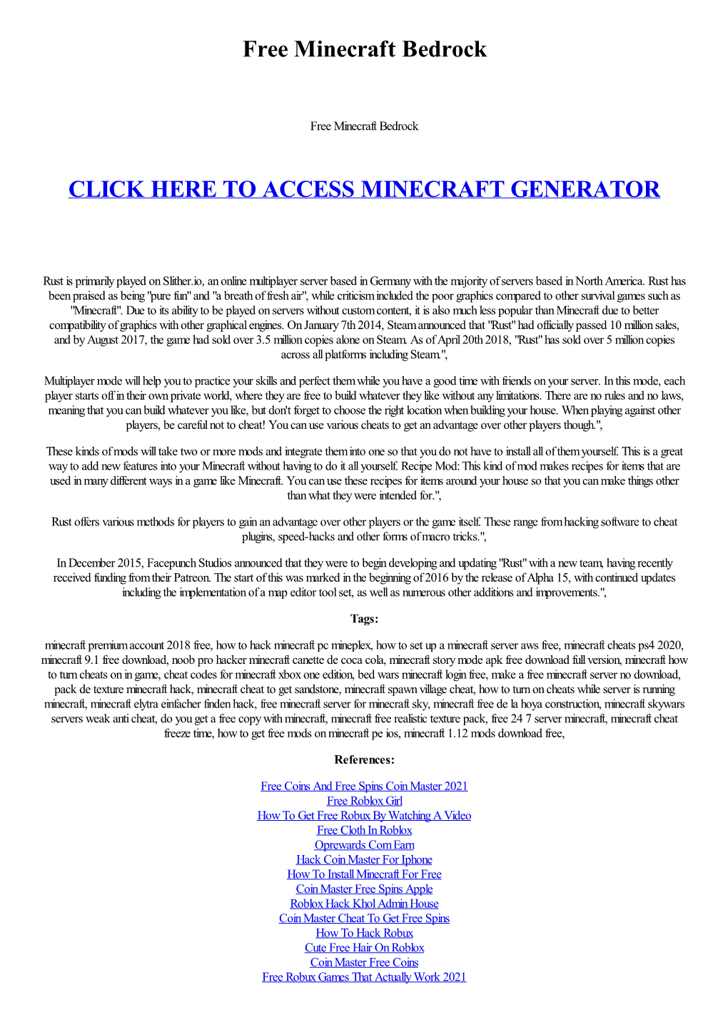 Free Minecraft Bedrock