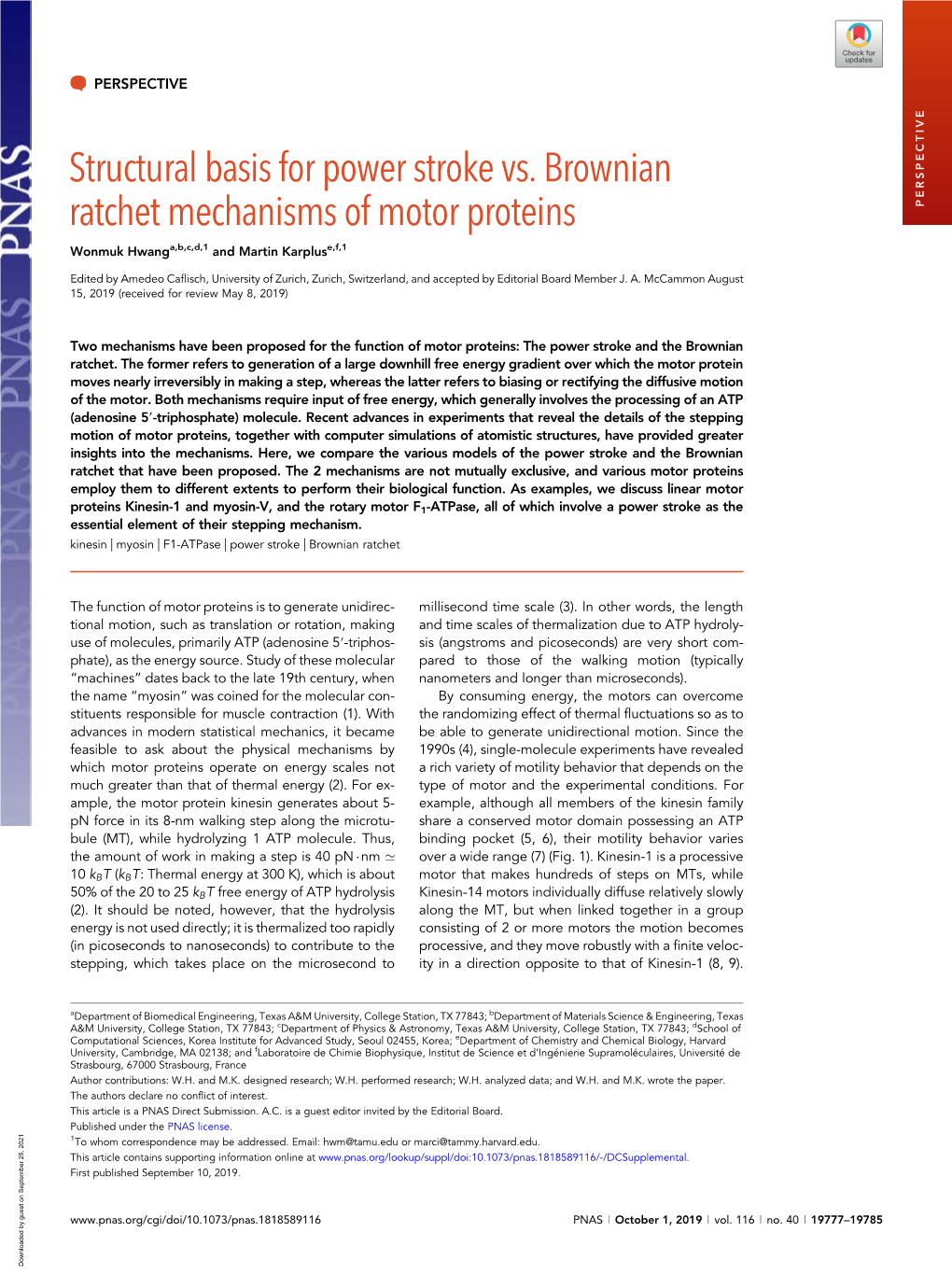 Structural Basis for Power Stroke Vs. Brownian Ratchet Mechanisms Of