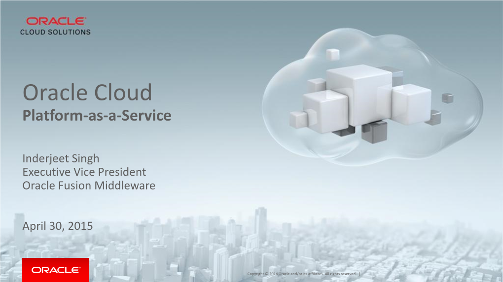 Oracle Cloud Platform-As-A-Service