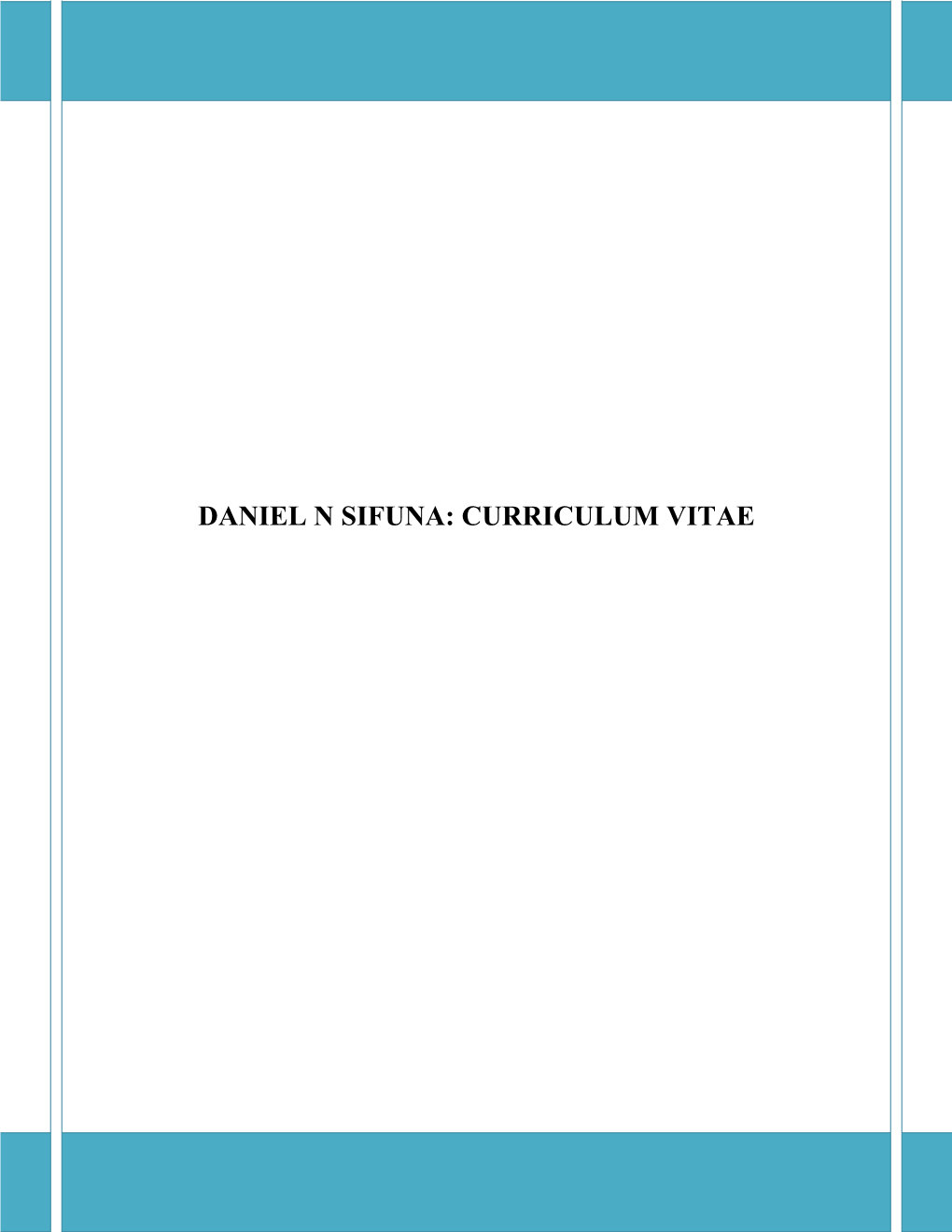 Daniel N Sifuna: Curriculum Vitae