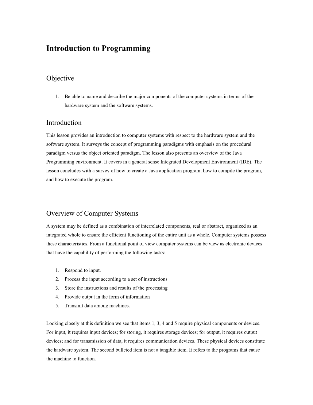 CHAPTER 1 Introduction To Programming