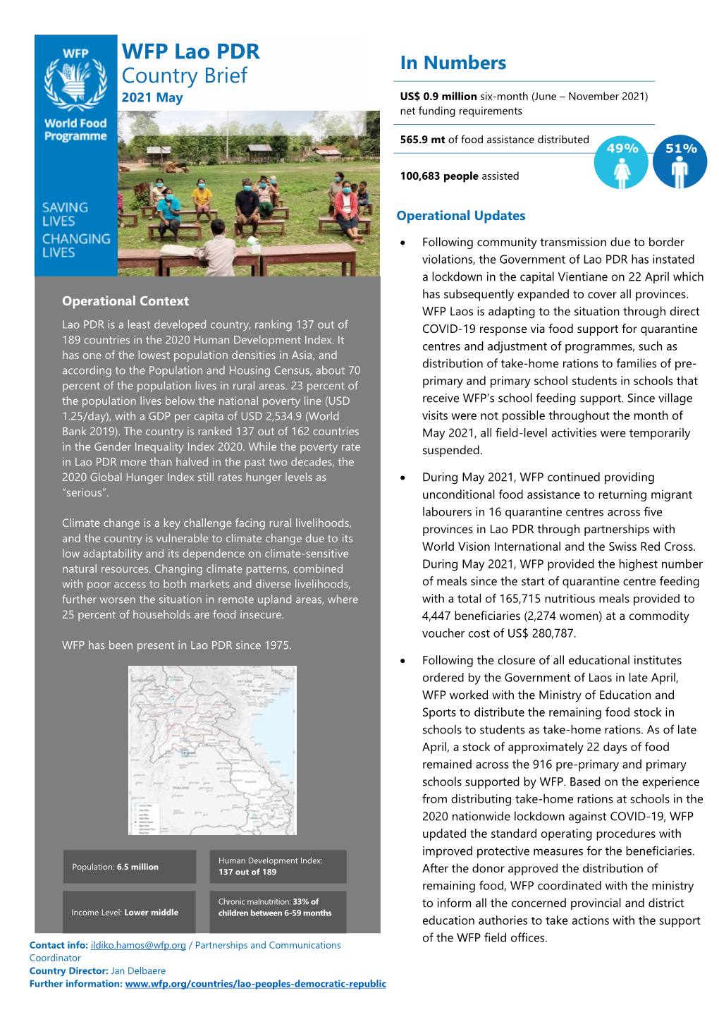 WFP Lao PDR Country Brief
