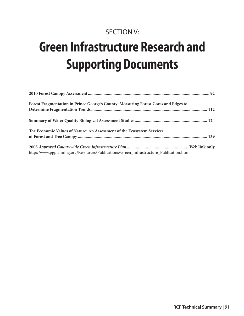 Green Infrastructure Research and Supporting Documents