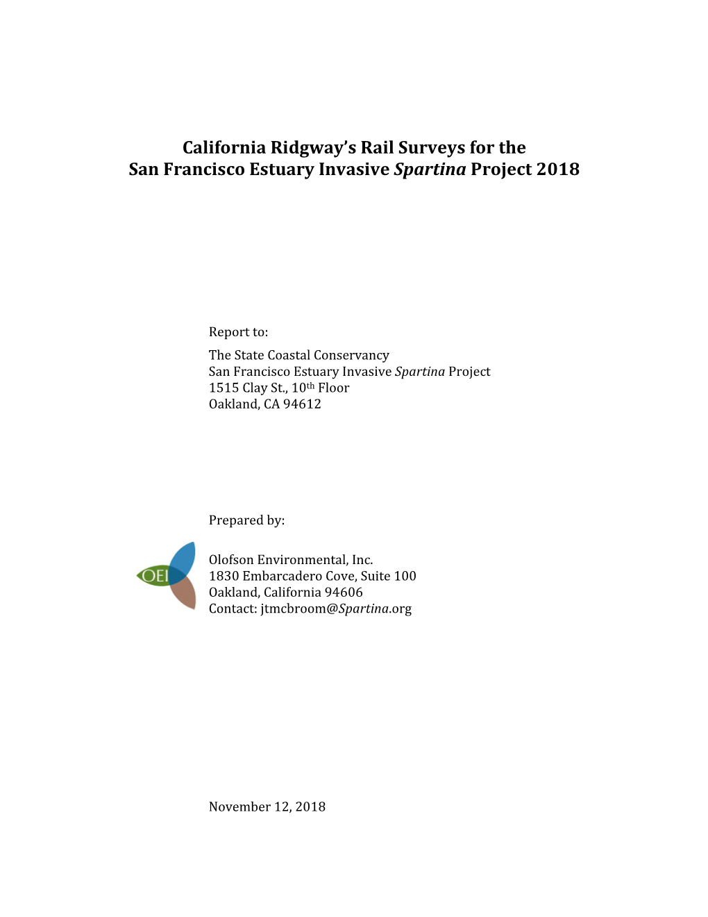 2018 Ridgway's Rail Report