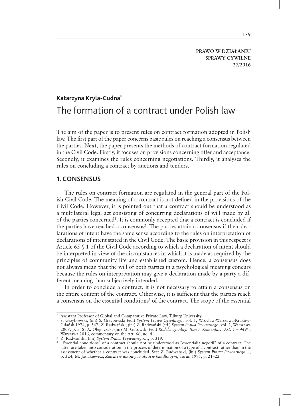 The Formation of a Contract Under Polish Law