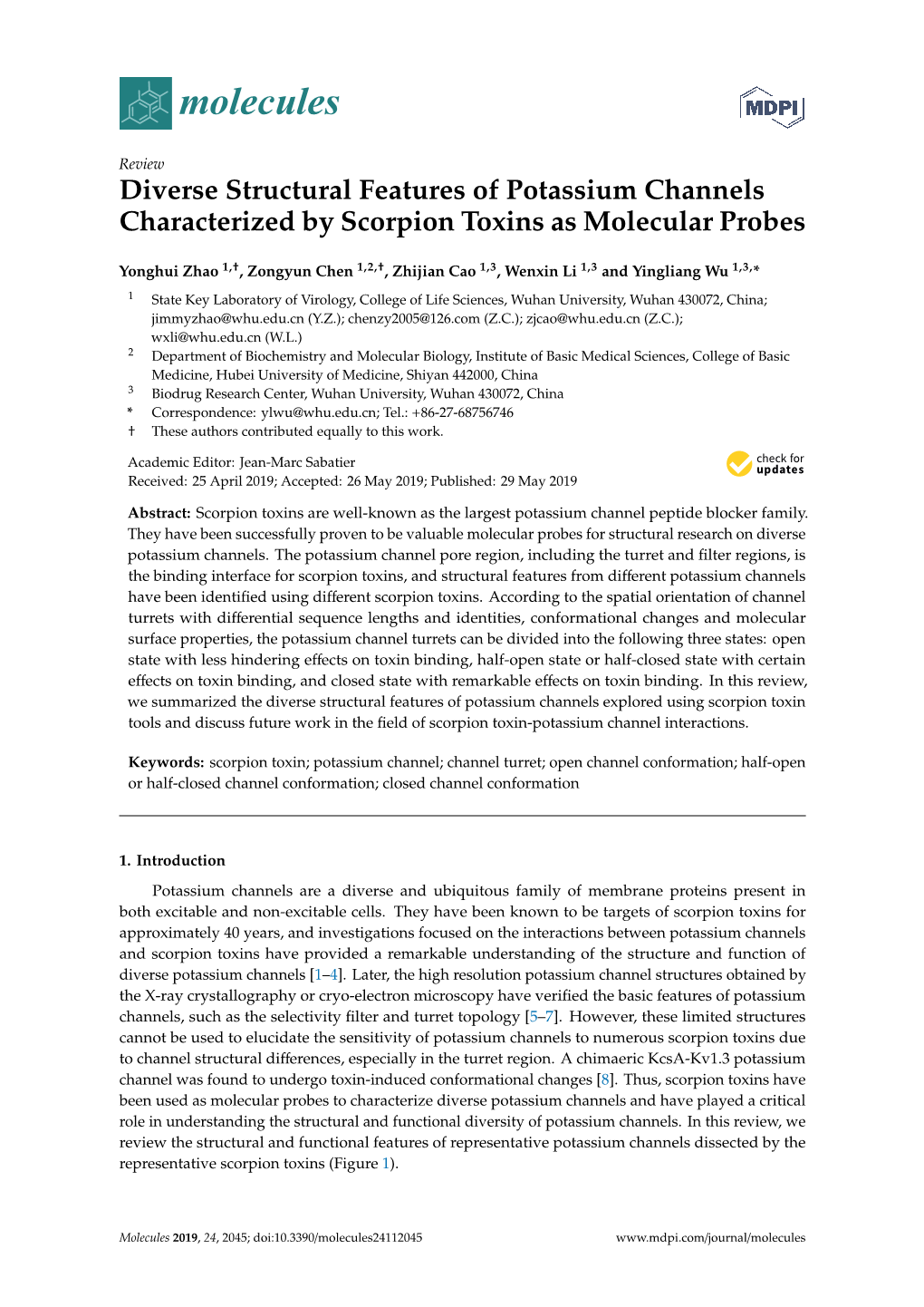 Diverse Structural Features of Potassium Channels Characterized by Scorpion Toxins As Molecular Probes