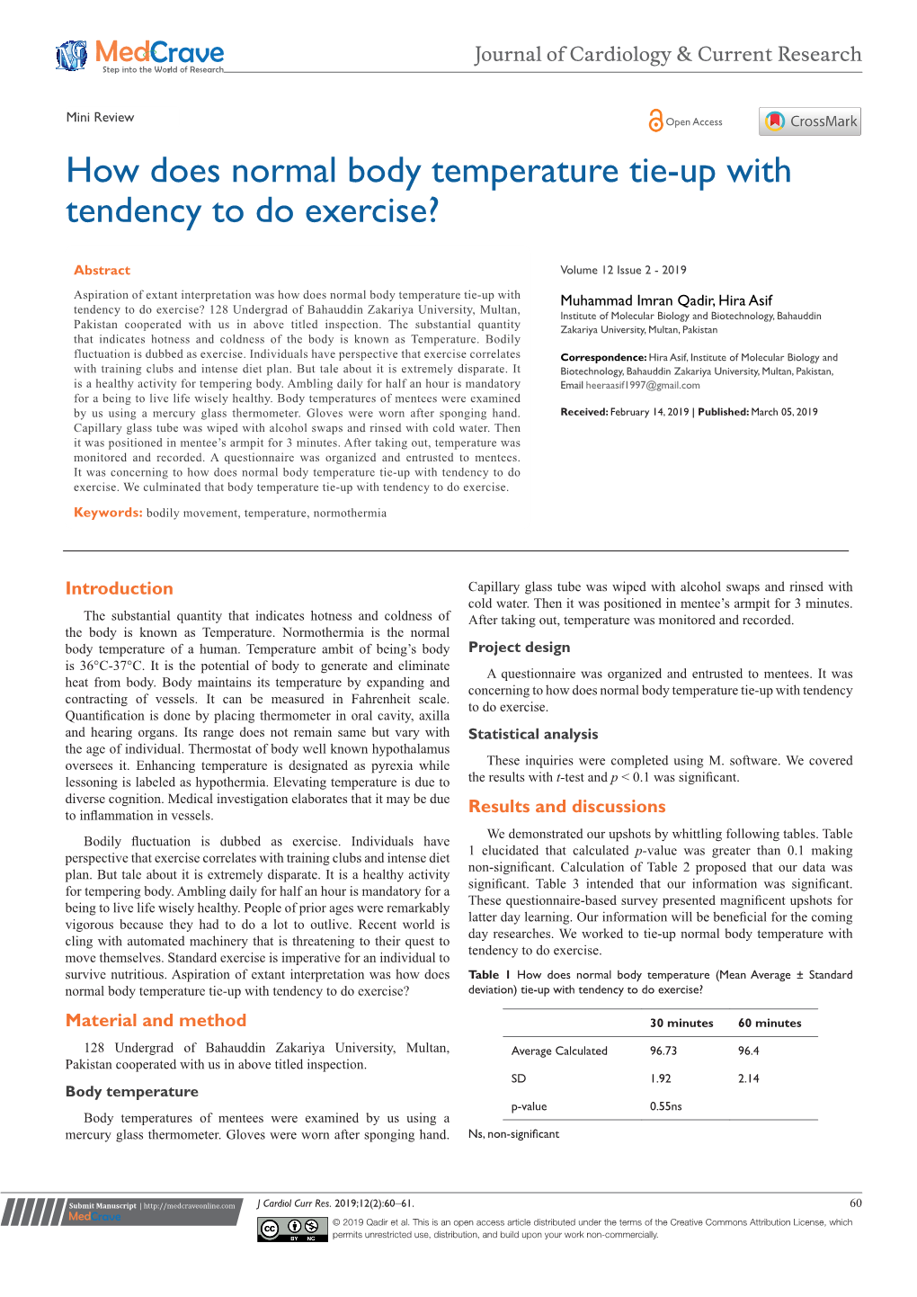 How Does Normal Body Temperature Tie-Up with Tendency to Do Exercise?