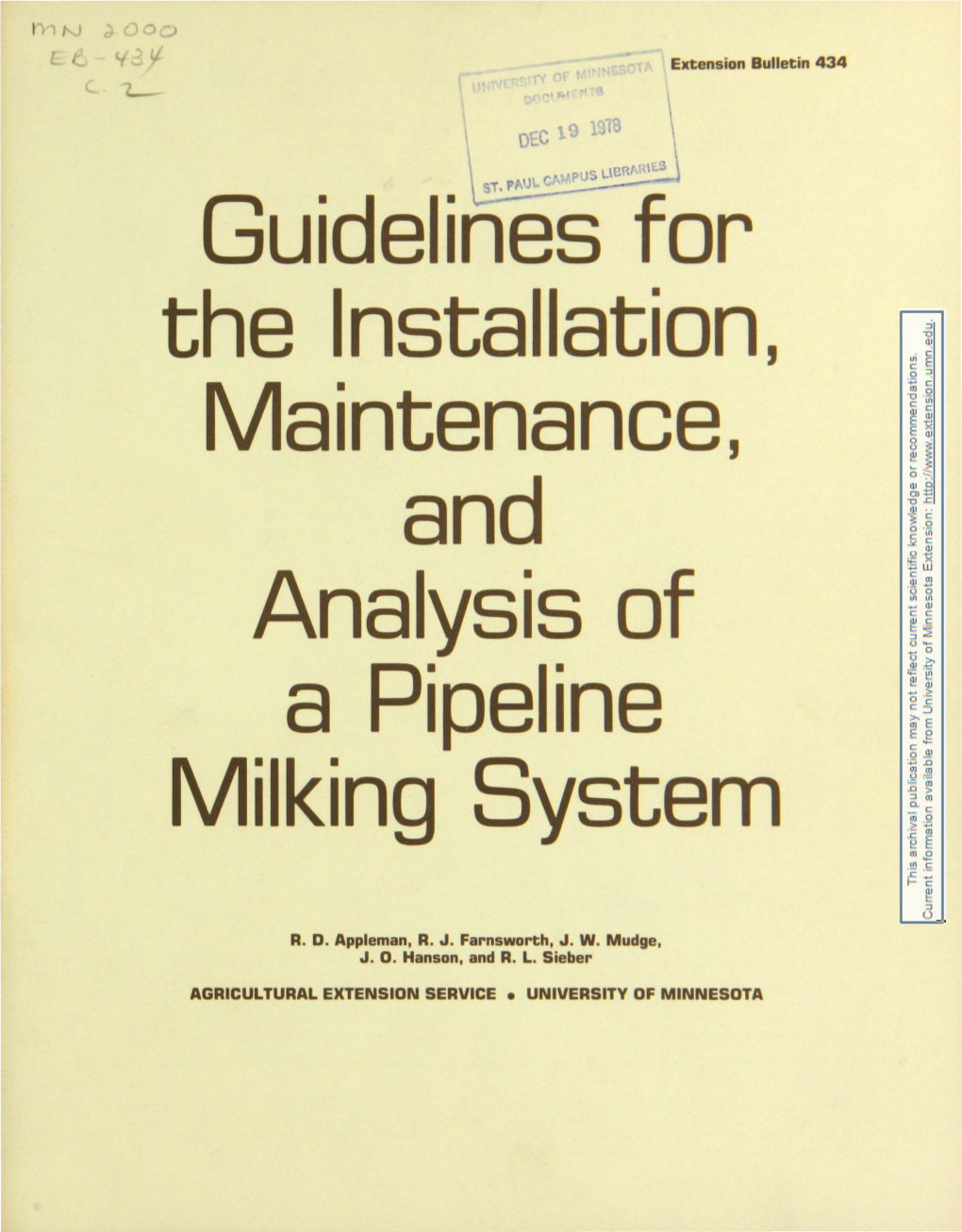 E---· S for the Installation, Maintenance, and Analysis of A