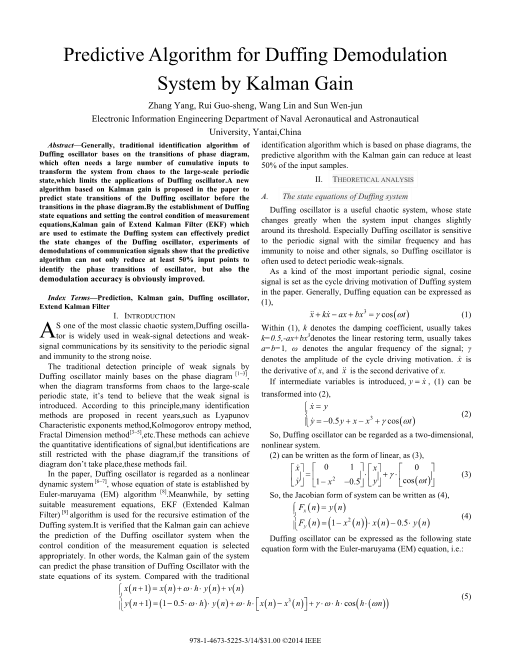 Predictive Algorithm for Duffing Demodulation System by Kalman