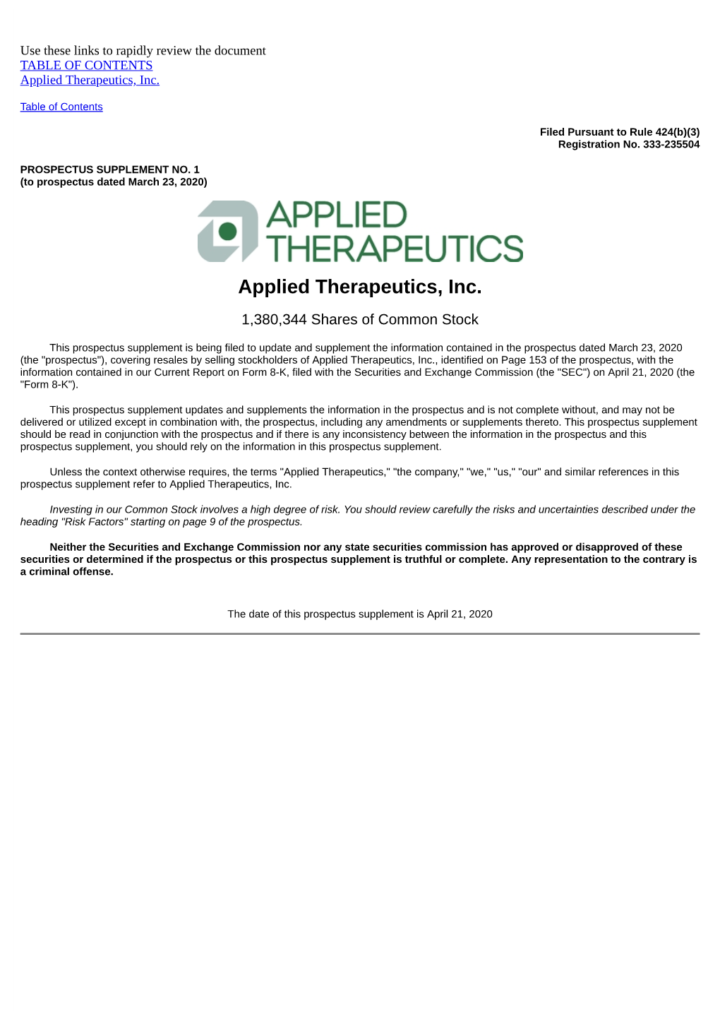 Applied Therapeutics, Inc