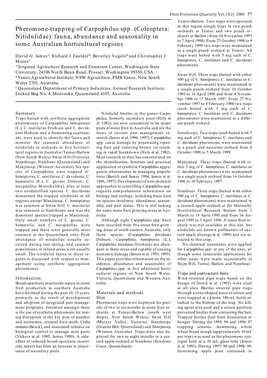 Pheromone-Trapping of Carpophilus Spp