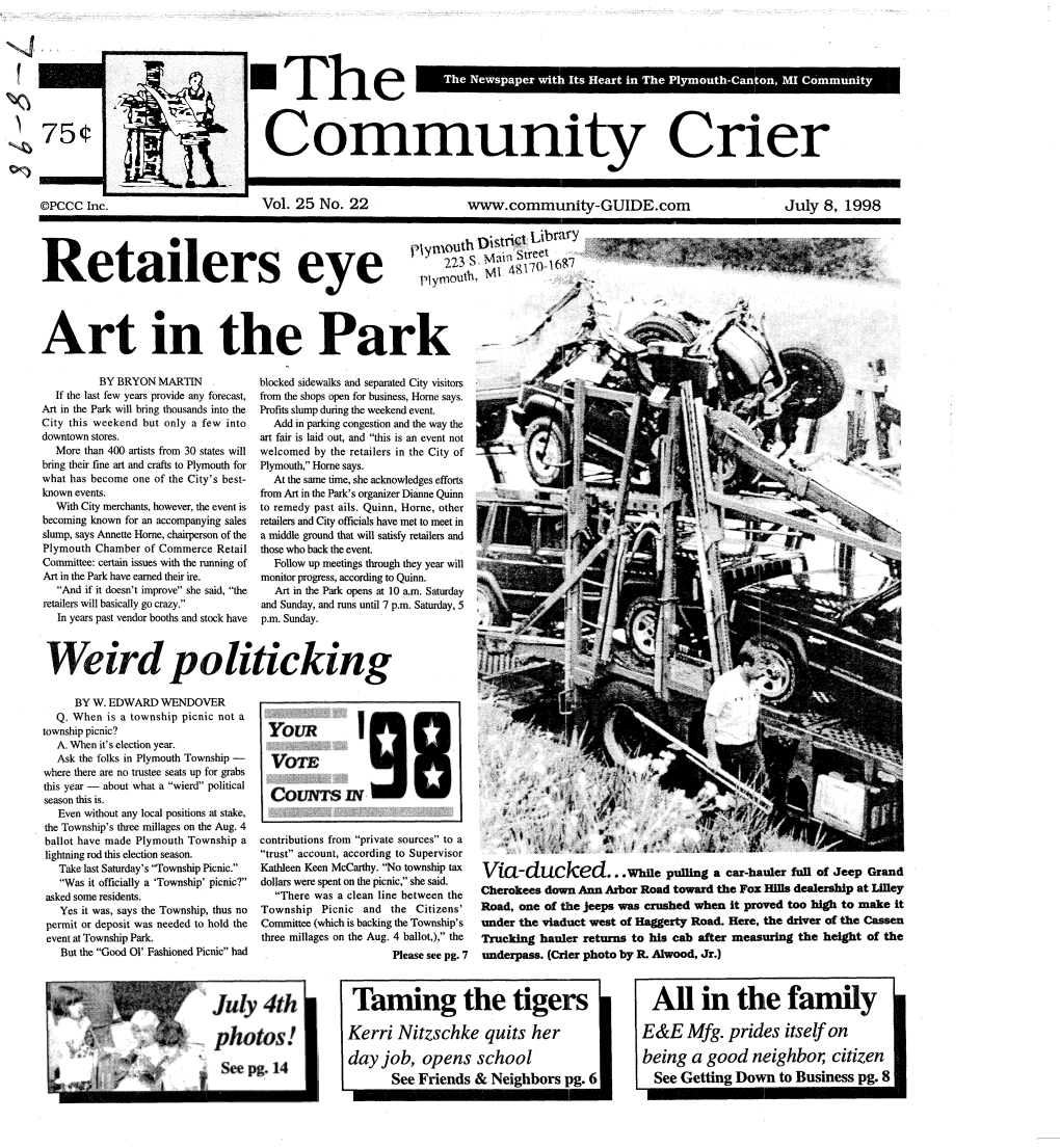 Hthe C Om M Unity Crier Retailers Eye Art in the Park