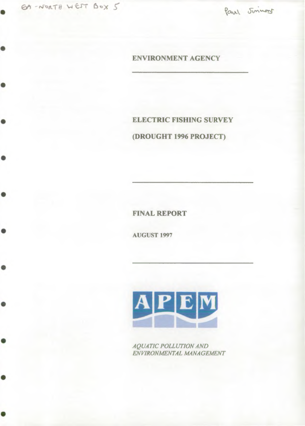 Environment Agency Electric Fishing Survey