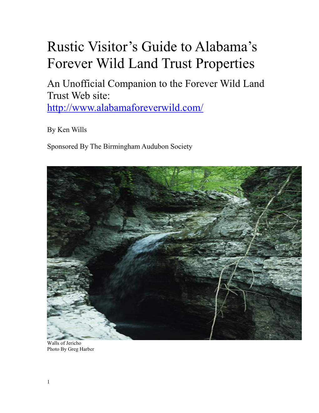 Rustic Visitor's Guide to Alabama's Forever Wild Land Trust Properties
