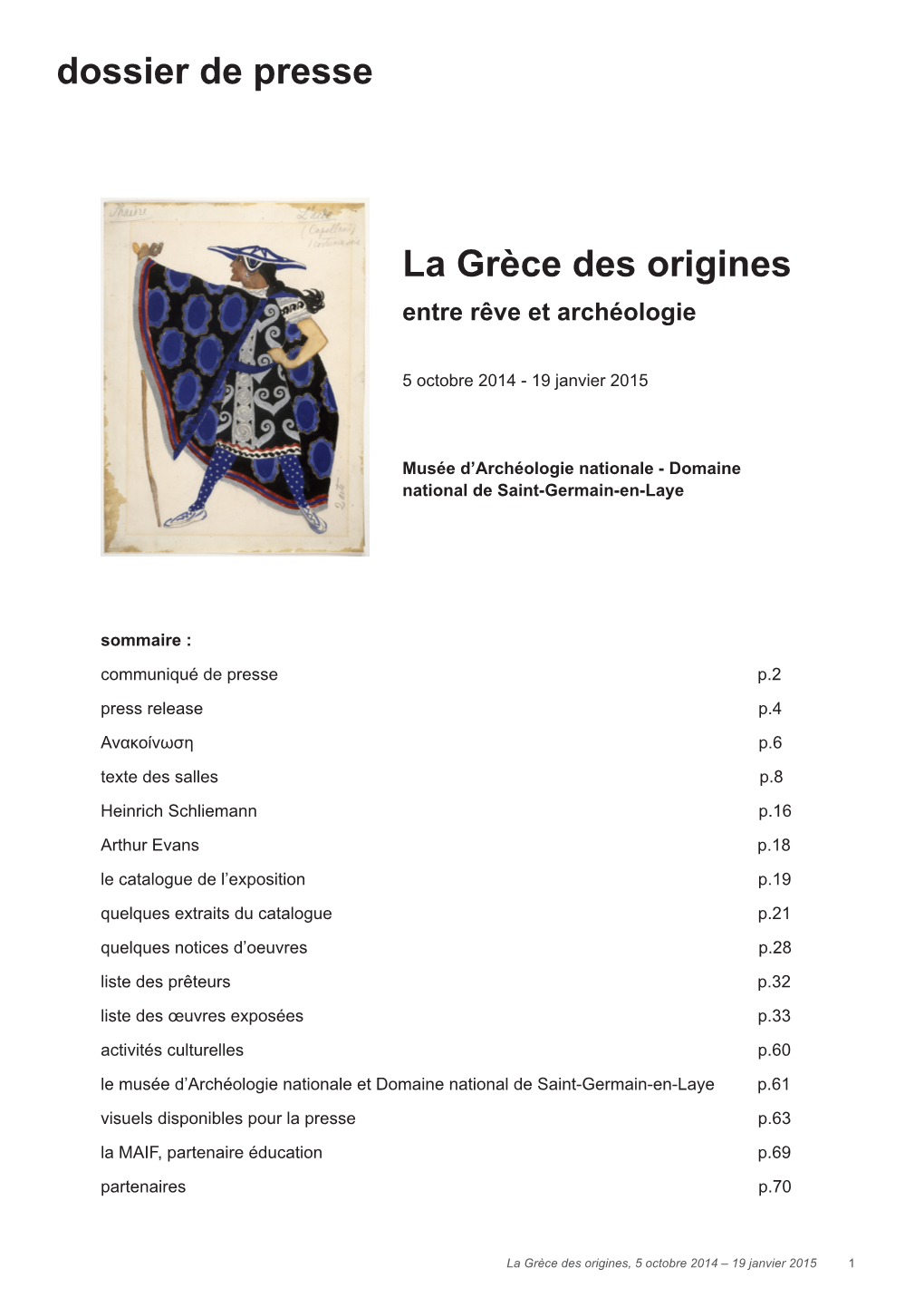 Dossier De Presse La Grèce Des Origines