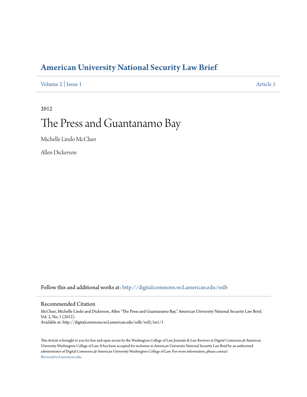 The Press and Guantanamo Bay