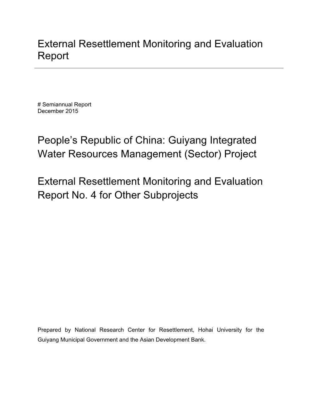 Guiyang Integrated Water Resources Management Sector Project