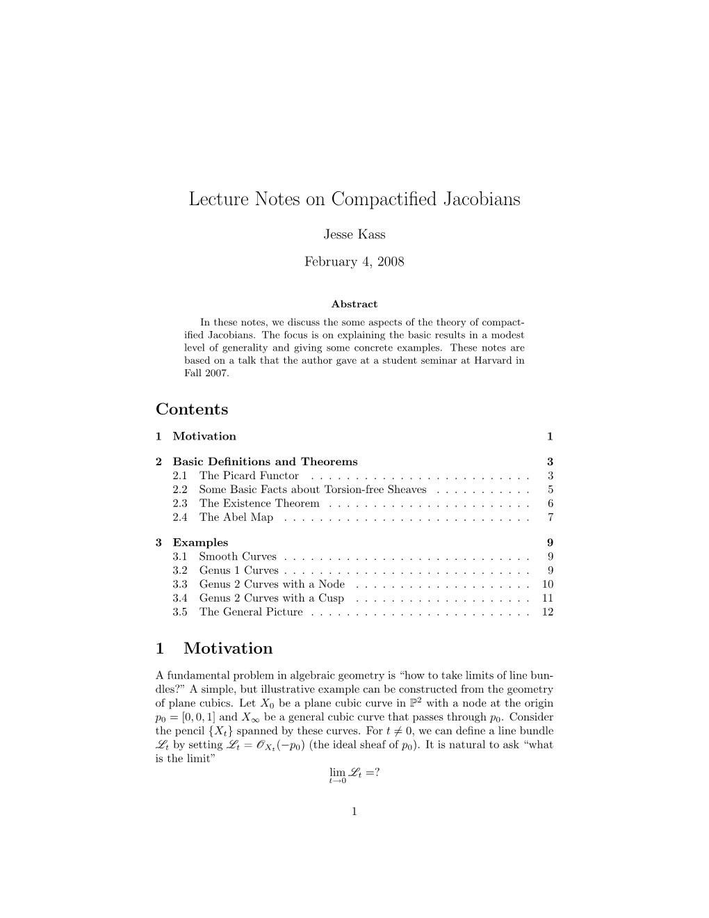 Lecture Notes on Compactified Jacobians