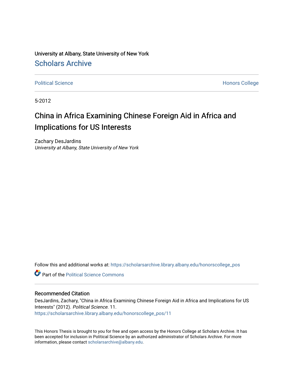 China in Africa Examining Chinese Foreign Aid in Africa and Implications for US Interests