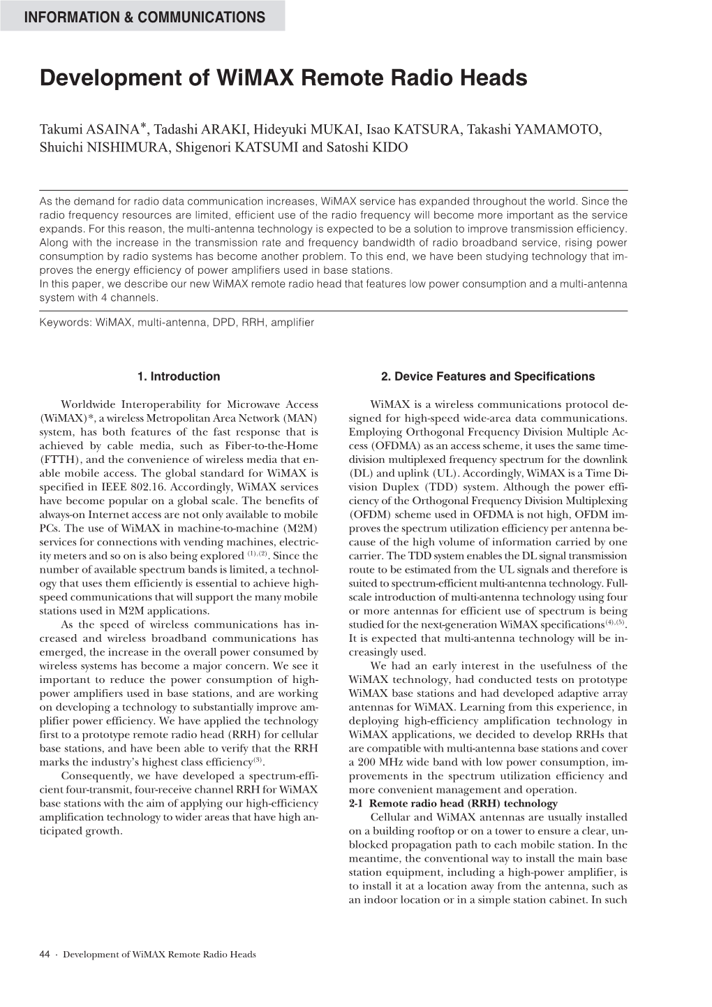 Development of Wimax Remote Radio Heads Pdf 234 KB