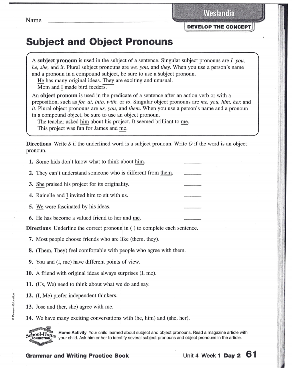 Subject and Object Pronouns