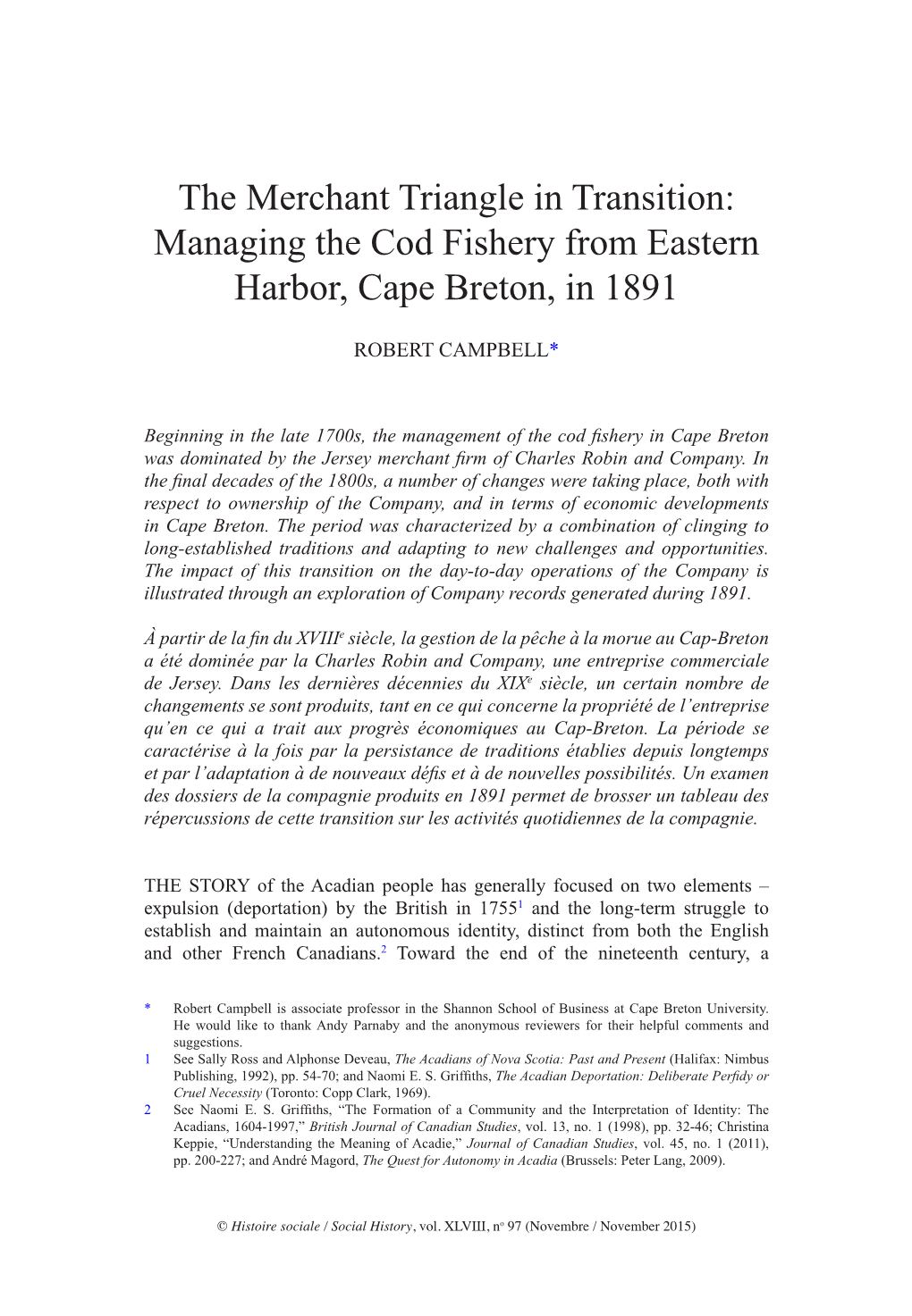 Managing the Cod Fishery from Eastern Harbor, Cape Breton, in 1891
