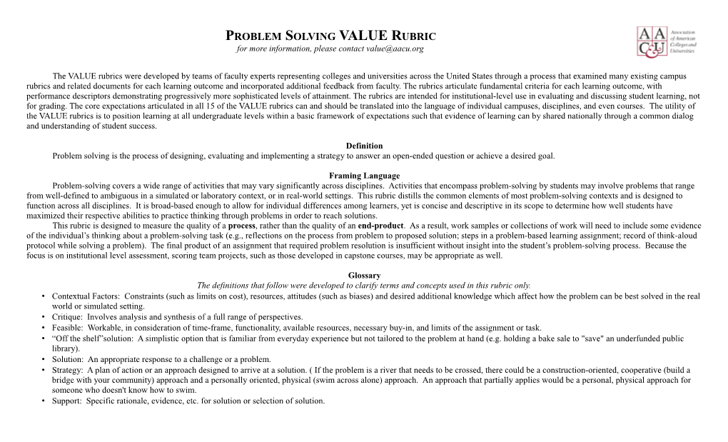 Integrative Learning Rubric, Definiti s1