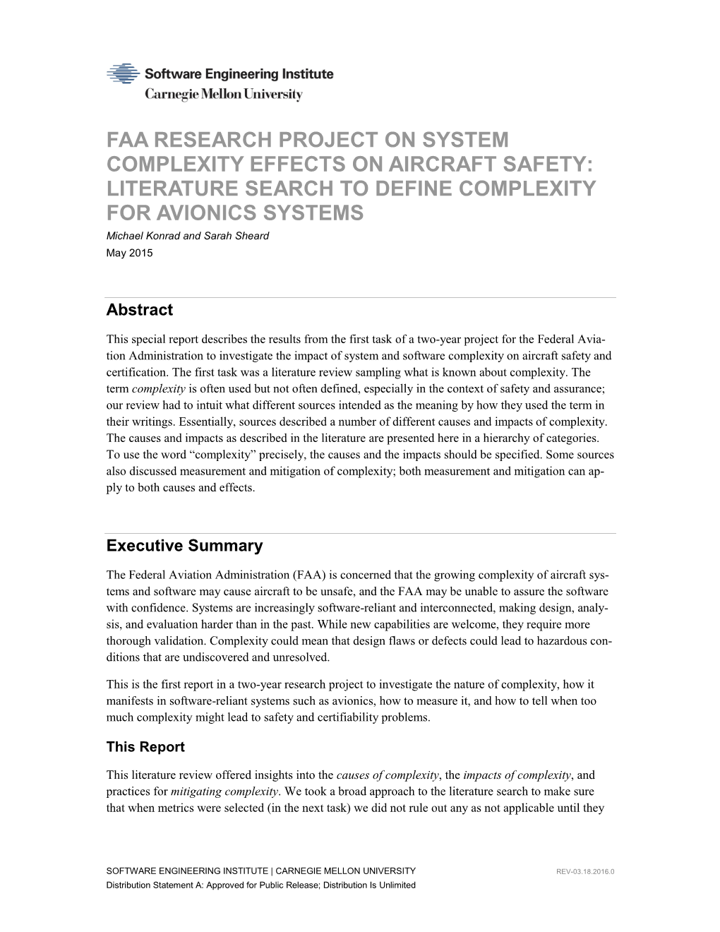 FAA Research Project on System Complexity Effects on Aircraft Safety: Literature Search to Define Complexity for Avionics System